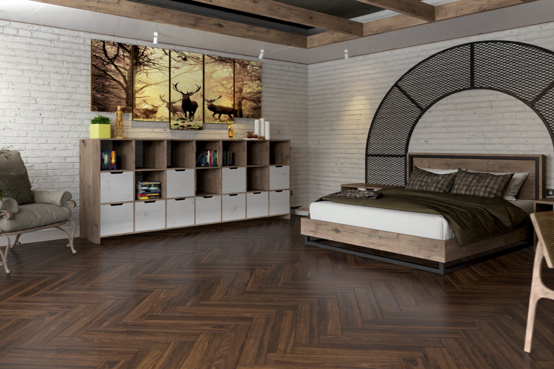 Инженерный паркет «Damy Floor» Каштановый (укладка елочкой) — купить в Липецке