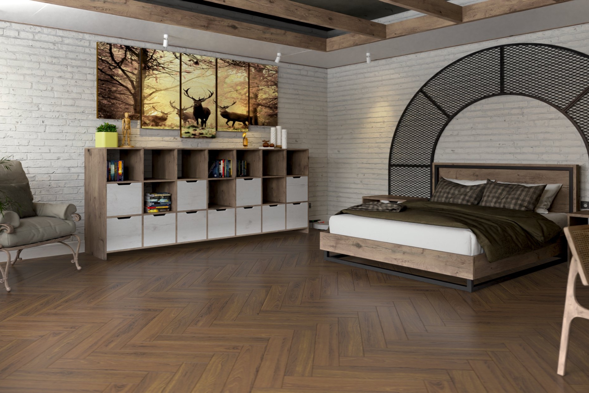 Инженерный паркет «Damy Floor» Ореховый (укладка елочкой) — купить в Липецке