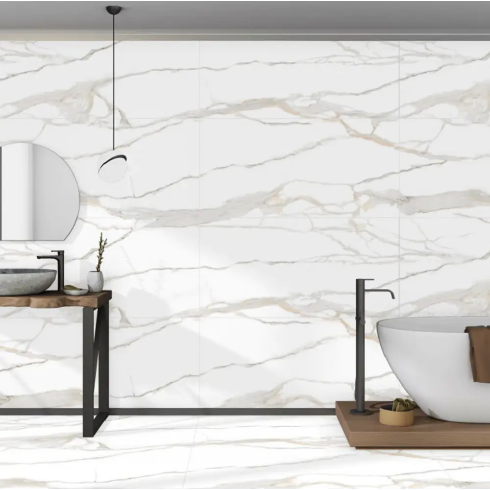 Керамогранит "Sonex" Statuario velencia карвинг 60x120см цвет белый с бежевыми разводами — купить в Липецке